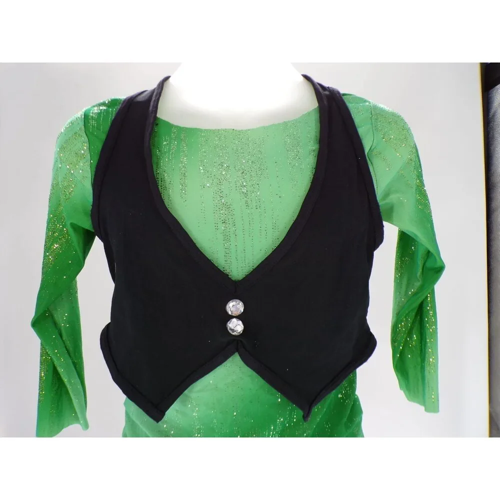 Pre-Owned Dance Costume Curtain Call E4243 Large Child Green Jazz